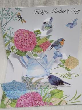 ⚘️Mother's Day Pop-Up Card with Pink & Blue Floral Watering Can 4/$25